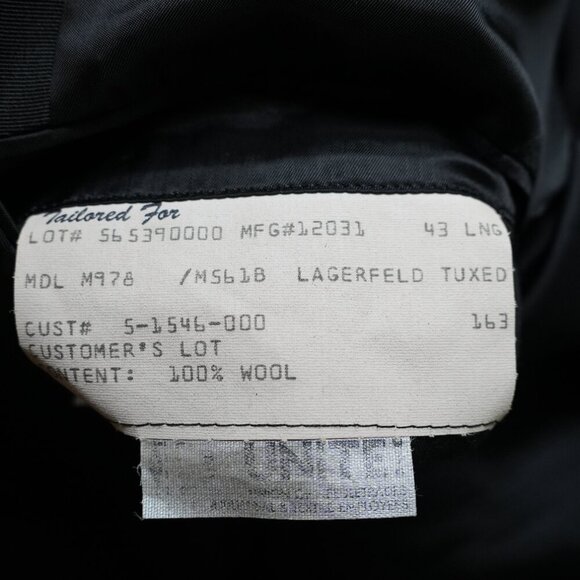 Karl Lagerfeld Vintage Men's Wool Black Tuxedo Blazer Jacket 43L Double Breasted - Picture 8 of 8